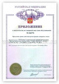 Annex to the certificate for trademark No. 166374